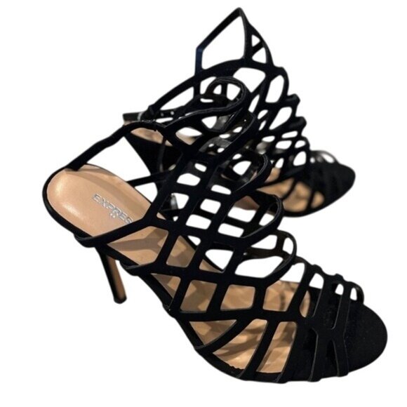 Express Womens Black Strappy High Stiletto Heel Sandals Size‎ 8 - Picture 1 of 6